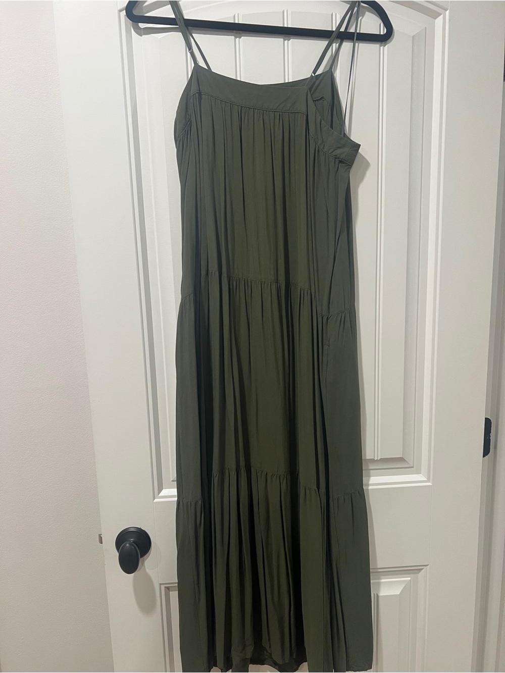 Time and Tru Olive Green Tiered Maxi Skirt Dress size medium